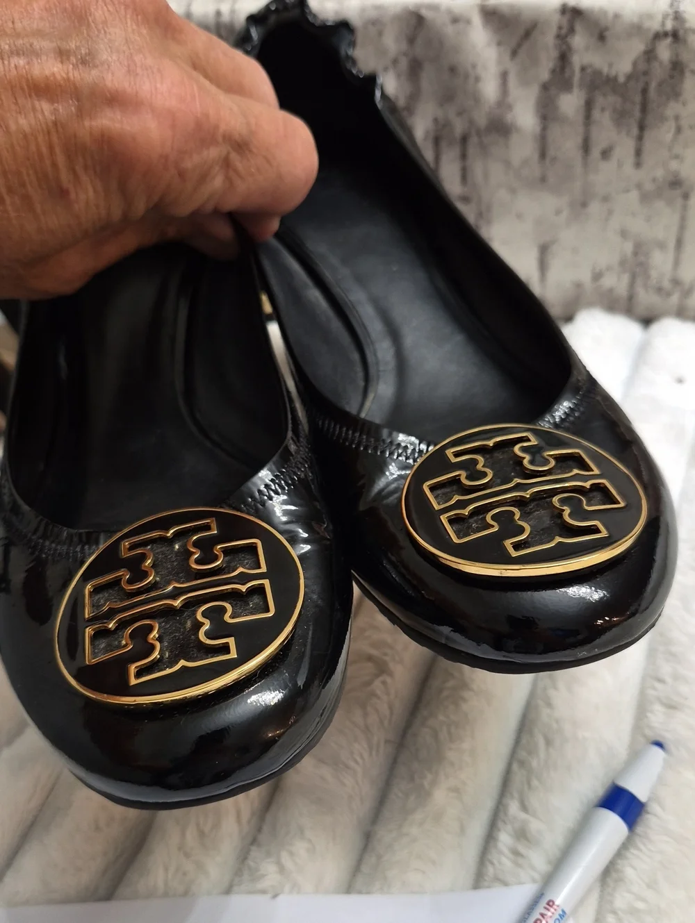 TORY BURCH Amy Black Patent Leather Slip On Pumps Sz 9 M